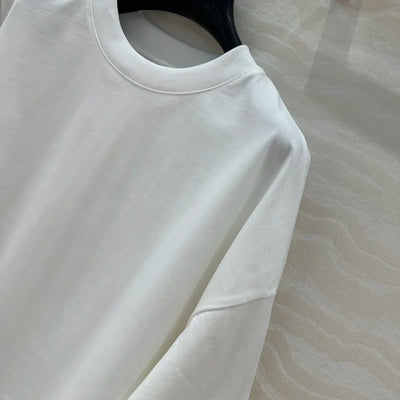 100% Cotton White Top Shoulder-loose High-end Short-sleeved Women T-shirt