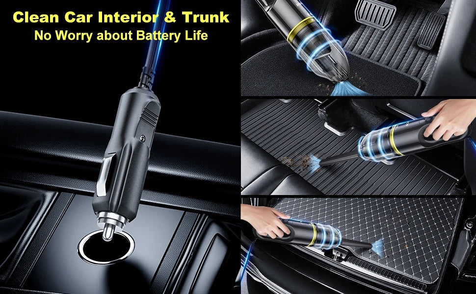Portable Car Vacuum Cleaner with 8KPa Powerful Suction 16.4FT Cord 12V DC Power for Car RV Boat Trunk Interior Car Accessories