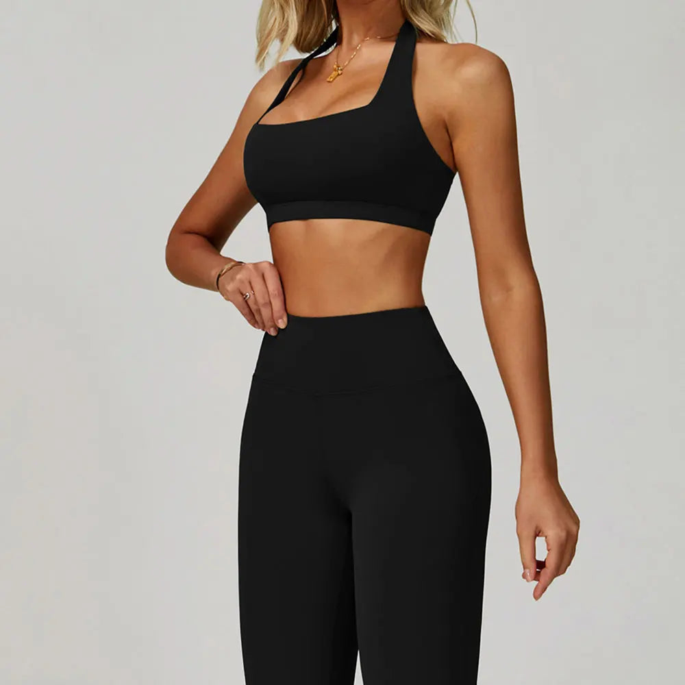 Breathable Sports Bra Anti-Sweat Fitness Top Women Hanging Neck Yoga Bra Shockproof Crop Tops Push Up Sport Bra Gym Workout Vest