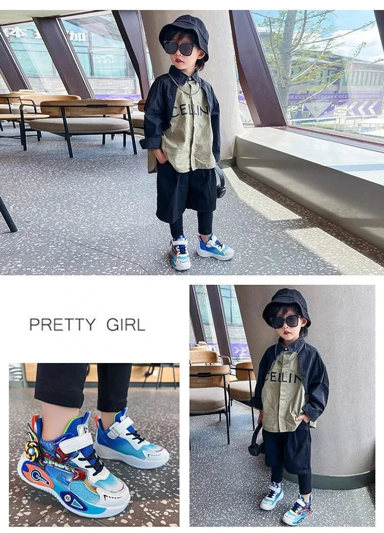 Boys' casual sports shoes | Lightweight and cushioned running shoes | 5-12 year old children's sports walking shoes | Shock abso