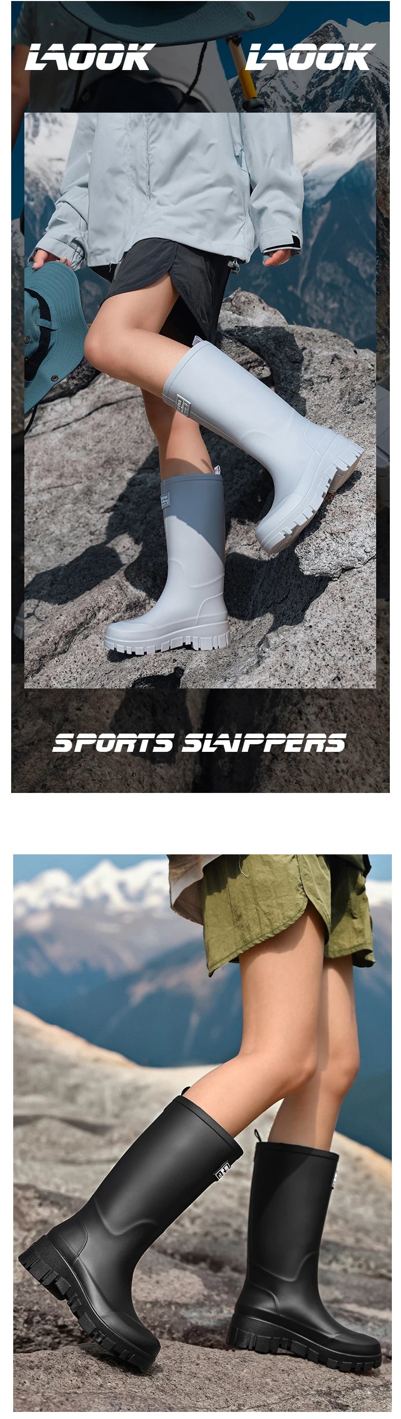 Women Waterproof Boots New Style Elastic Mouth Ankle Boots Mid Top Rain Shoes Non Slip Outdoor Indoor Chelsea Water Boot Woman
