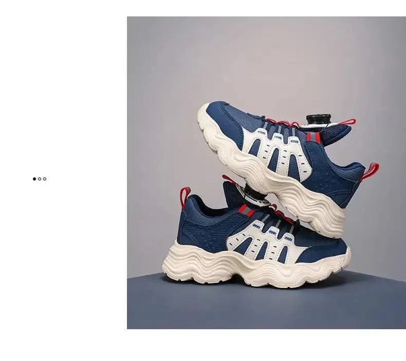 Children's Sports Shoes New Fashion Boys' Casual Sneakers Soft Soled Boys' and Girls' Rotating Buckle Anti Slip Running Shoes