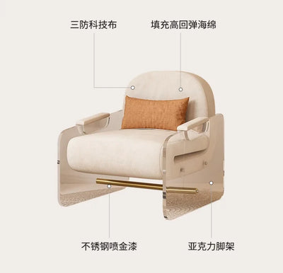 Cream Wind Folding Sofa Bed Single Living Room Small Apartment Dual-purpose Fabric Suspension Sofa Study Folding Bed