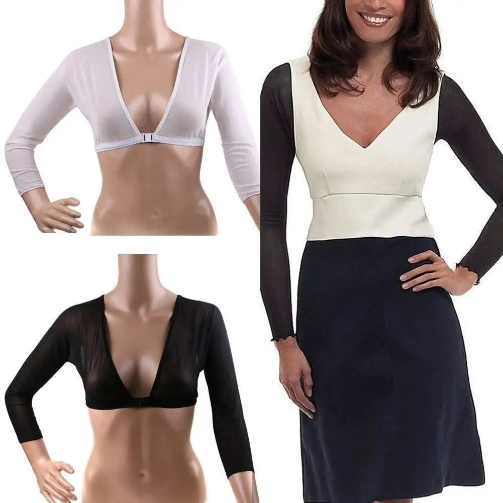 Women Bottom Sleeve Tops Fashion Front Button Long-sleeved T-shirt Mesh Top