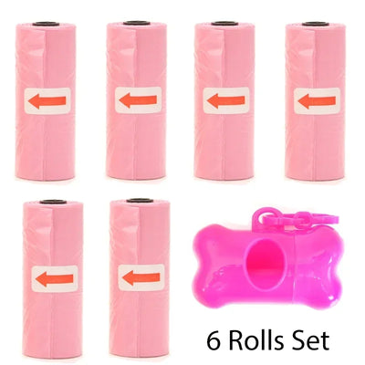 Disposable Pet Poop Bags Dog Poop Bag Bone Dispenser with Leash Clip Puppy Dog Products Supplies 5Roll(75Pcs) Bags