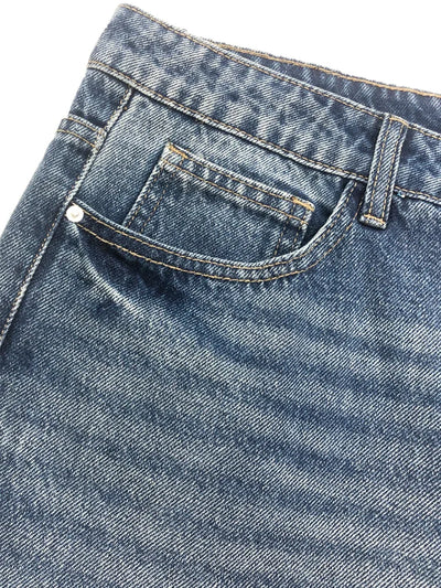 Men's Straight Leg Denim Jeans Male Casual Mid-Waist with Pockets Pants Non-Stretching Outdoor Cotton Fashion Trousers AM-4