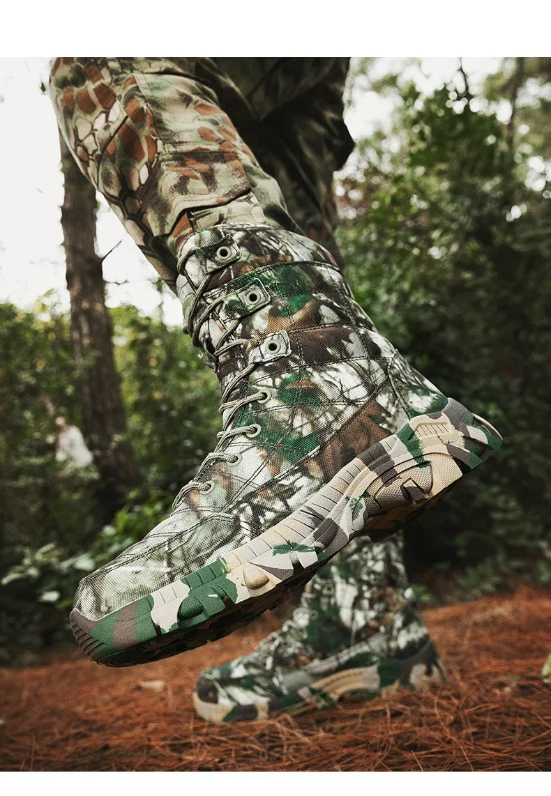 2025 Men Boots Tactical Shoes High Top Hiking Durable  Anti-Slip Outdoor Climbing Trekking Shoe Military Tactical Low Boots Male