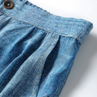 Women Pants 100% Mulberry Silk 16 momme Blue Jeans Printed Pocket Wide Leg Long Trousers Elastic Waist Office Lady M L XL MM858