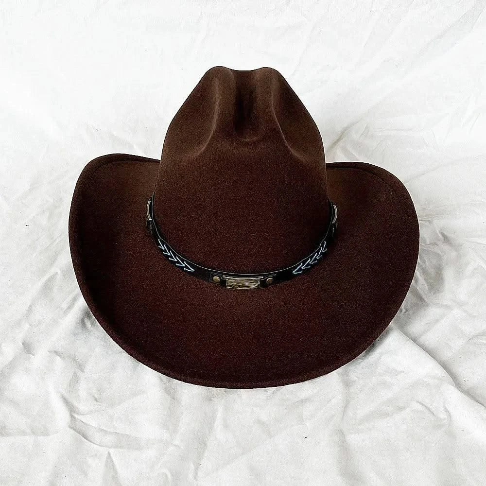 Men's Western Women's Cowboy Hat Army Green Men's Women's Cowboy Jazz Hat Wide Brim Felt Fedora Sombrero Hombre