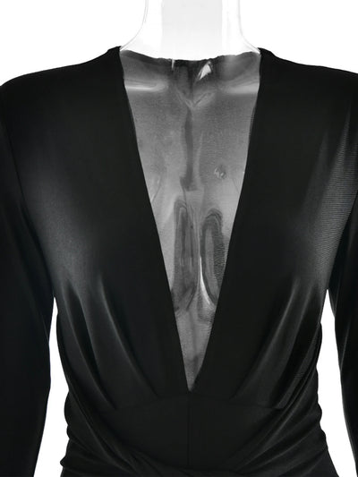 Sexy black satin bodycon jumpsuit women pants summer one pieces romper jumpsuit woman elegant long sleeve jumpsuits club outfits