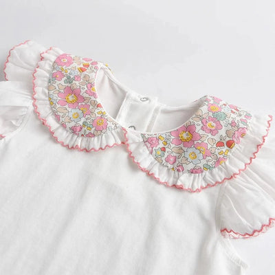 Summer Clothes Set for Baby Girls Kids Kawaii Vest Tops and Floral Printed Butt Pants Children Korean Style Casual Playwear