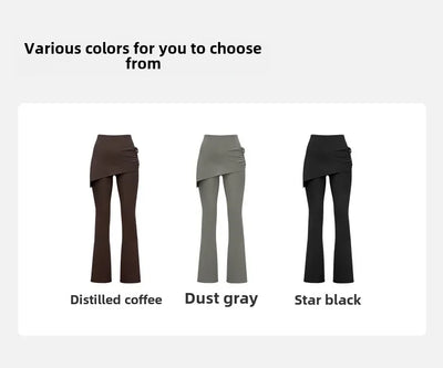 New Flared Culottes for Women Fake Two Micro-flared Pants Wrinkle High Waist Lift Hip Yoga Pants Slim-fit Elastic Waist Rope