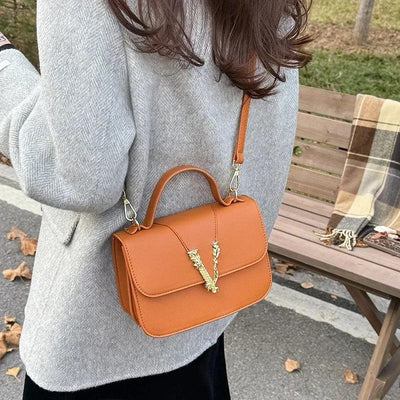 Designer 2025 Women's Luxury Solid Color Leather Handbag Fashion Crossbody Shoulder Purse Elegant Tote Handbag