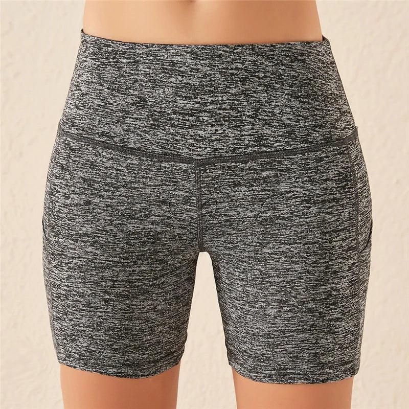 Women's Sports Shorts Biker Short Pocket High Waist Yoga Legging Fitness Tights Women Cycling Athletic Gym Running Yoga Shorts