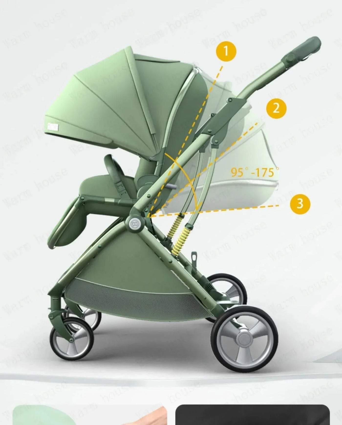 Portable Foldable Baby Stroller, High View Two-way Baby Stroller, Lightweight Travel Baby Stroller,  Adjustable Backrest