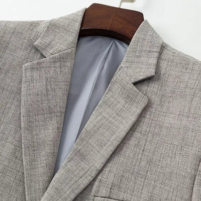 Spring Autumn Men's Blazer Luxury Plaid Jacquard Casual Suit Jacket Gray Blue Beige Loose Male Coat Costume Homme