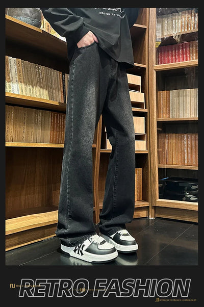 Autumn New Men's Jeans Baggy Straight Wide Leg Male Fashion Vintage Denim Pants Men Youth Popular Brand Streetwear Jean Trousers