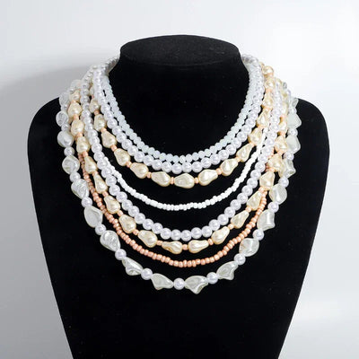 Luxury Exaggerated Multi-layer Pearl Necklace Women Romantic Elegant Baroque Long Chain Jewelry Accessories Bride Wedding Party