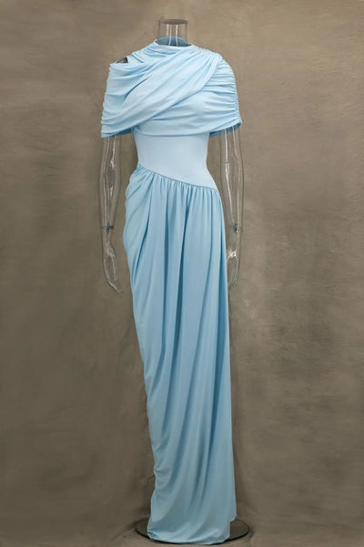 Elegant Long Summer Dress For Women Fashion Off-shoulder Slim Evening Party Dresses Luxury High Waist Pleated Maxi Dress 2025