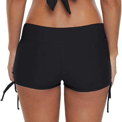 2025 New Fashion Women’s Swim Shorts, High Waist Sides Drawstring Stretch Sports Boyshorts Bathing Suit Tankini Bottoms - Elanique