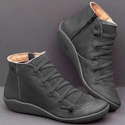 Snow Boots  Women Winter Genuine leather Ankle Spring flat Shoes woman Short Vintage Boots With Fur 2024 for women lace up boots