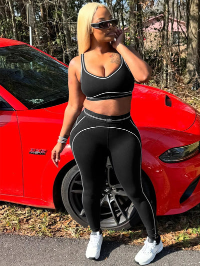 Women Activewear Summer Fitness Gym Yoga Sets Two Piece Set Bra Crop Top And High Waist Leggings Sportswear Training Workout Set