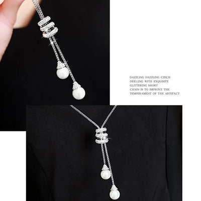 Thick Necklaces for Women Fashion Charm Pendant Necklace Necklace Crystal Long Ladies Pearls Sweate Luxury Necklaces Chain