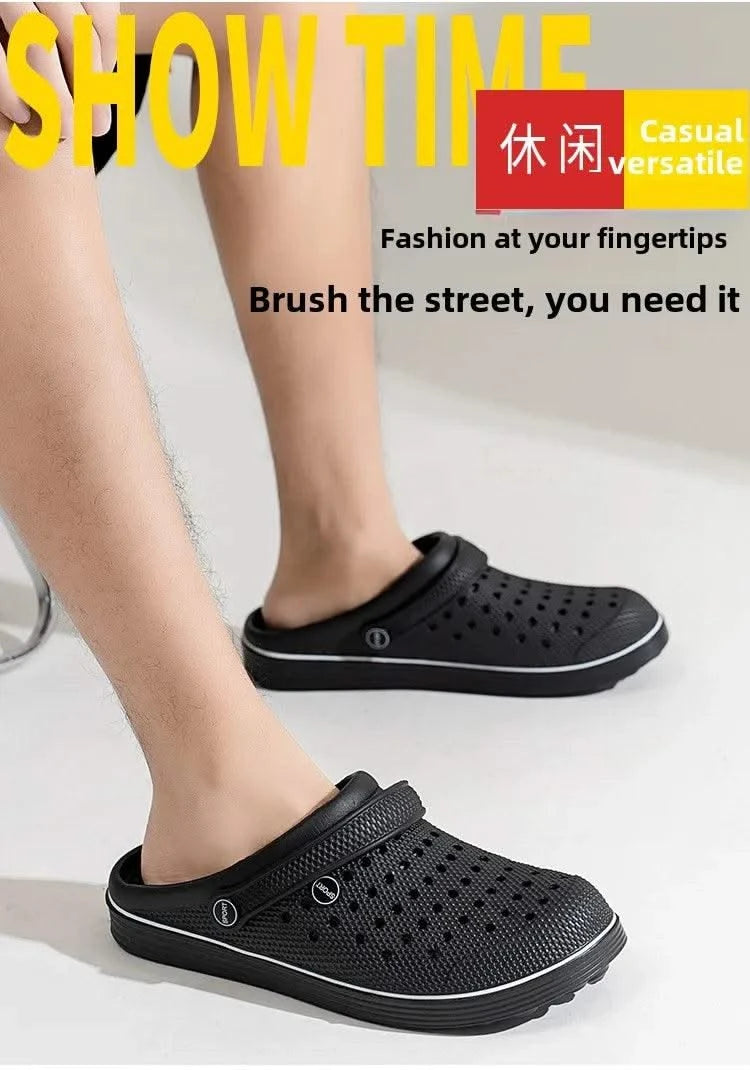Men's Flat-Soled Clogs Are Breathable, Comfortable, Non-Slip, Wear-Resistant, Casual and Versatile, Daily Home Outing Work Shoes