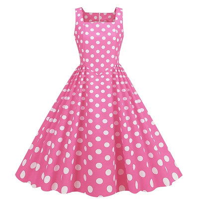 New Summer Party Dress Women 2024 Bohemian Point Dot Printed Dress Elegant Sexy Sleeveless Pleated Casual Beach Vestidos
