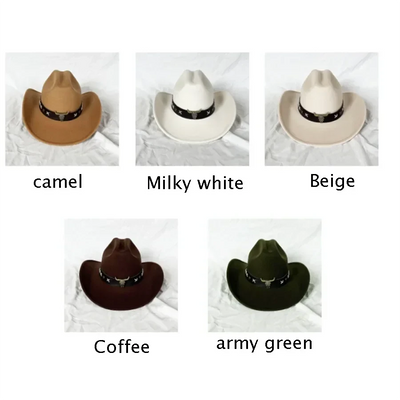Men's Western Women's Cowboy Hat Army Green Men's Women's Cowboy Jazz Hat Wide Brim Felt Fedora Sombrero Hombre