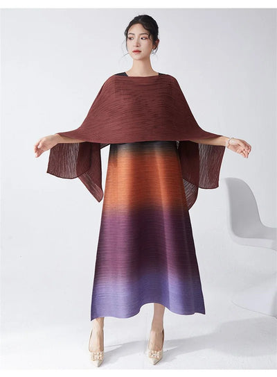Womens Dresses Evening Dresses Ladies' Lssey Miyake Dress's High Sense Wear 2025 New Gradient Sleeveless Loose Long Dress Tide