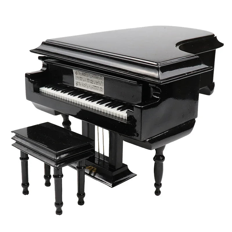 Handmade Wooden Musical Instruments Collection Decorative Ornaments Mini Piano Miniature Model Decoration Gifts