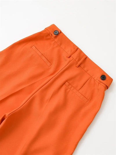 Women's Trousers New Summer 2025 Orange Mid Rise Simple Trousers Casual Commute Stylish Versatile
