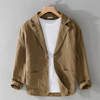 men's Blazers Linen and Cotton Casual men clothing fashion 2024 Spring Autumn Solid Tops for Young men loose Suit Coat