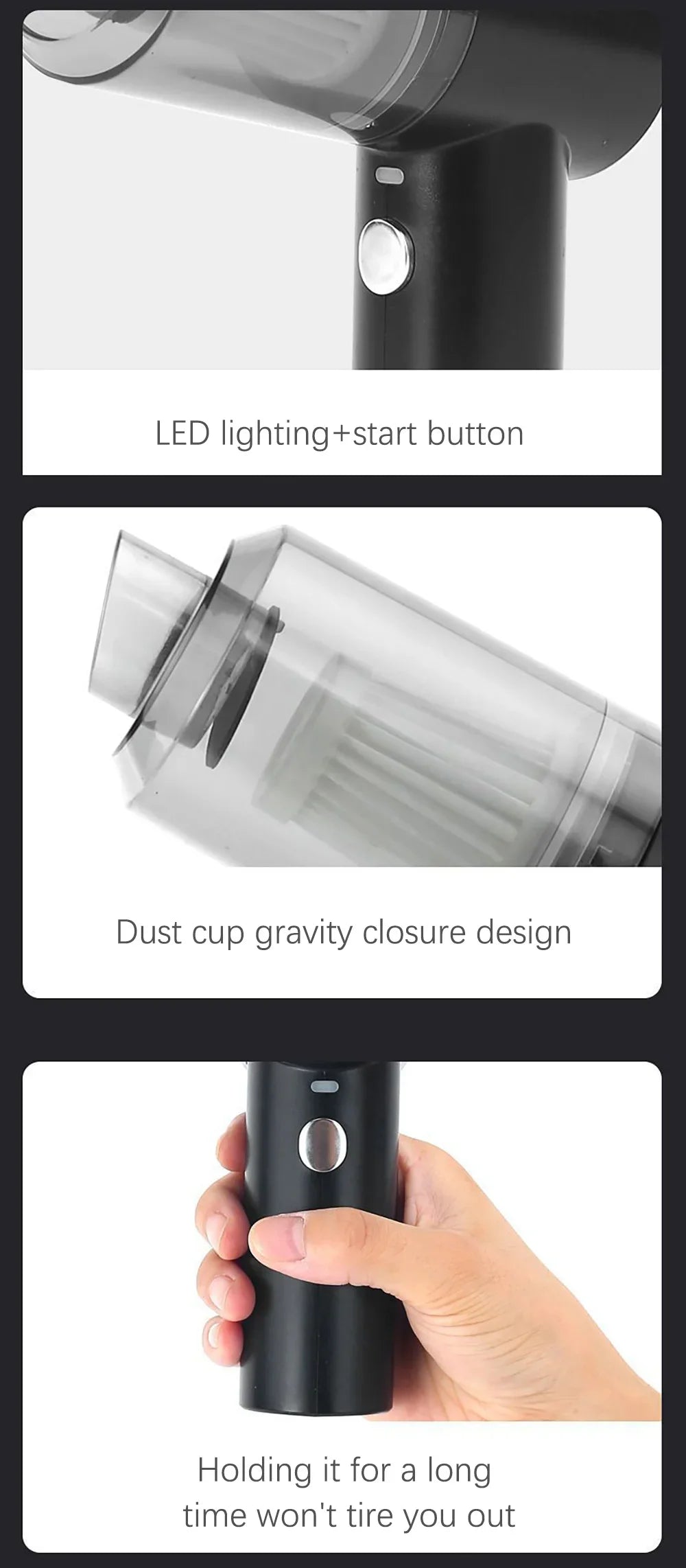 Portable Car Vacuum Cleaner Mini Dust Collector Dry Wet Dual-Use Wireless Handheld USB Charging Home Car Cleaning Appliance