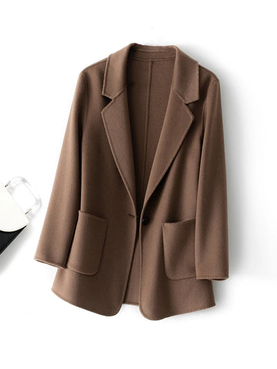 2023 New Women's Coat Pure Wool Plaids and Tweedst Fashion Camel Women's Coat Elegant Trench Coat