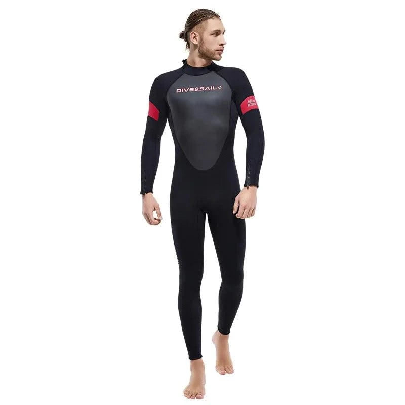 New 3mm Neoprene Wetsuit  One-Piece Suits Keep Long Sleeved Warm Surf Scuba Diving Suit Sunscreen  Beach Snorkeling Swimsuit