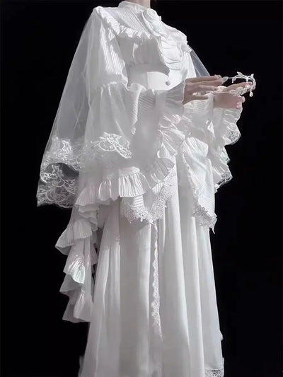 Japanese Y2k Lolita Blouse Women Ruffle Sleeve Harajuku Tops Sweet Gothic Aesthetic Vintage Cosplay Shirts Blusas Mujer De Moda