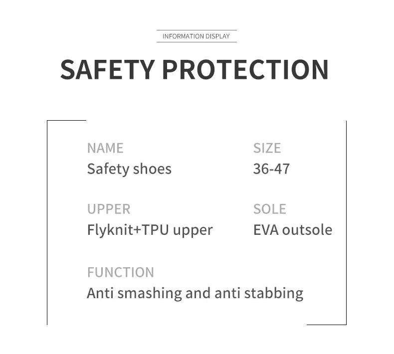 Work Safety Shoes For Men Lightweight Protective Work Sneakers Lightweight Men Shoes Breathable Shoes Anti-Puncture Work Shoe