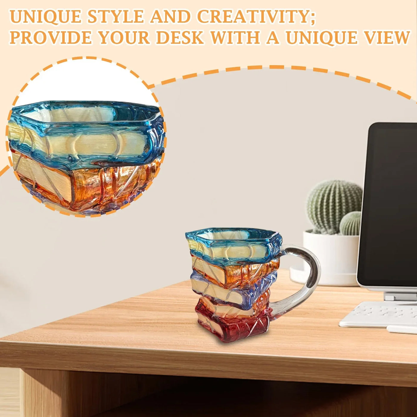 Unique Novelty Colorful Mugs Handmade Resin Drink Cup 3D Painted Books Coffee Mug Creative Book-Shaped Drinkware Mug Lover Gifts