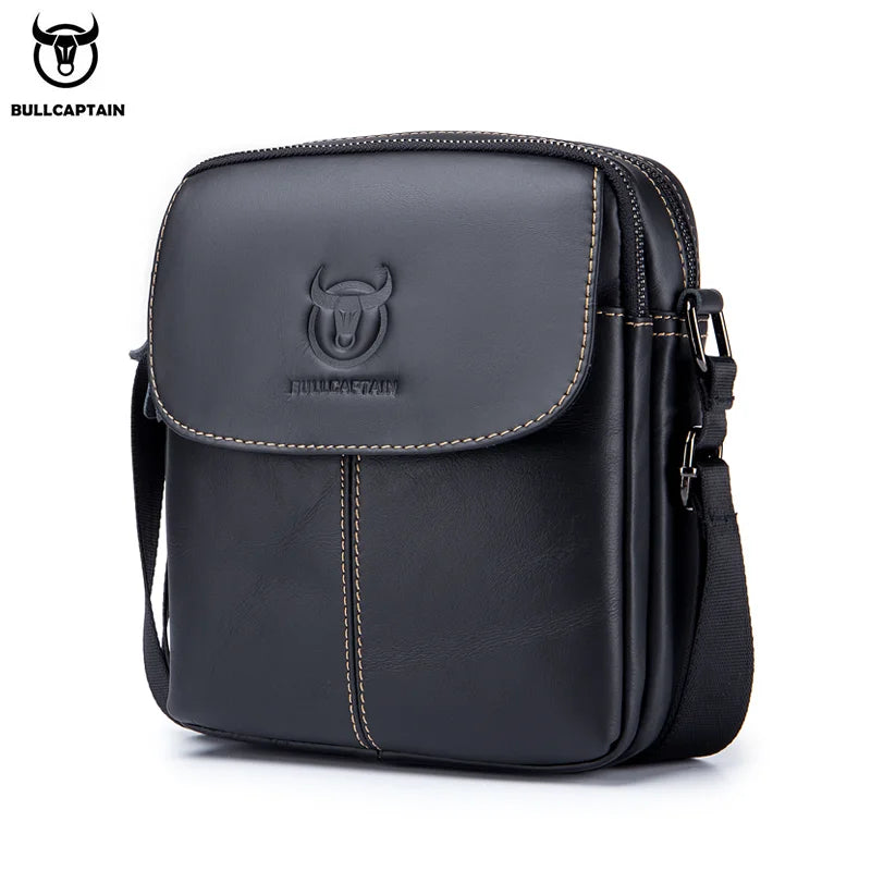 BULLCAPTAIN-Men's Leather Shoulder Bag Brand Casual Men's Bags Small Mini Multifunctional Crossbody Bag's D07
