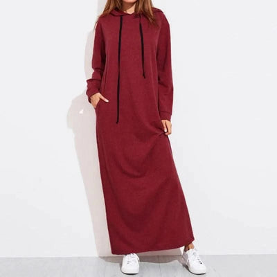 New Autumn And Winter Women's Long Sleeve Hooded Sweatshirt Dress Fashion Black Elegant Casual Dresses Female Holiday Vestidos