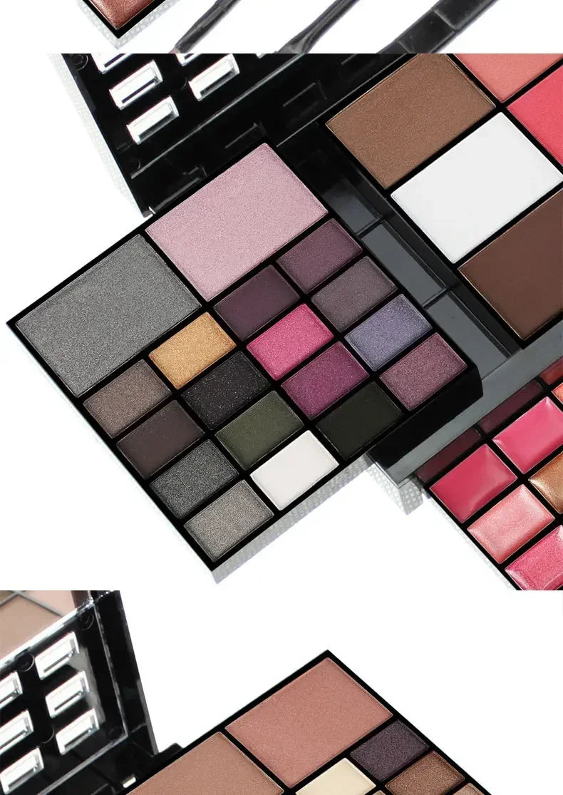 74 Colors Eyeshadow Lip Gloss Pearlescent Matte Concealer Flash Lipstick Women Cosmetics Professional Gift Box Christmas Makeup