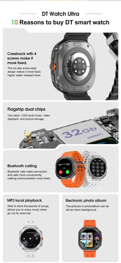 2025New Galaxy Watch 7 Ultra Smart Watch Men 32GB Memory GPS NFC AMOLED Screen Fitness Tracker Health Smartwatches For Samsung