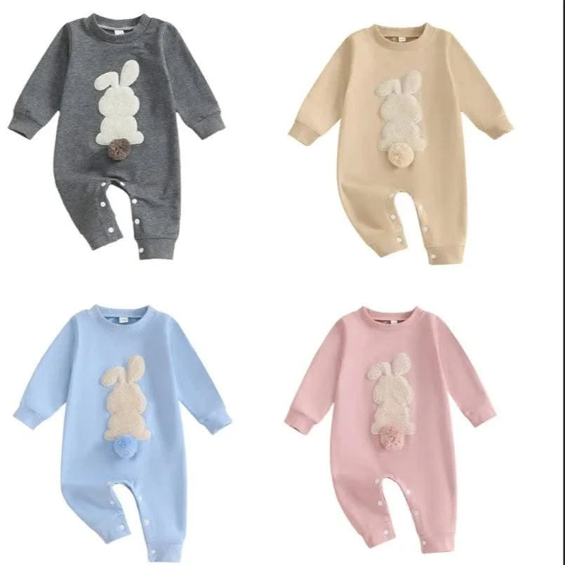 Rabbit  Embroidered Jumpsuit for Infants and Young Children  |Spring Easter | Long Crawling Clothes