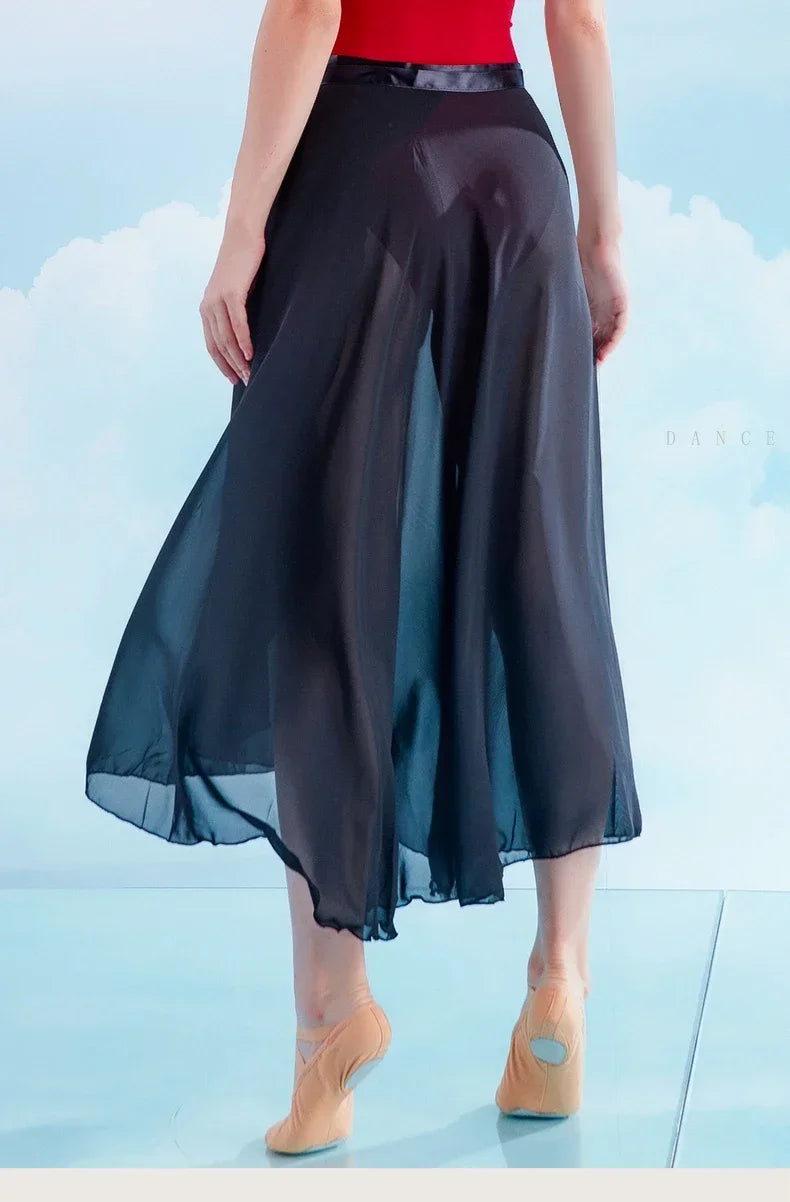 Chiffon Ballet Tutu Dance Skirt Dance Skate Wrap Scarf Gymnastics Ballerina Lyrical Long Ballet Skirt Ballet Dance Dress Women