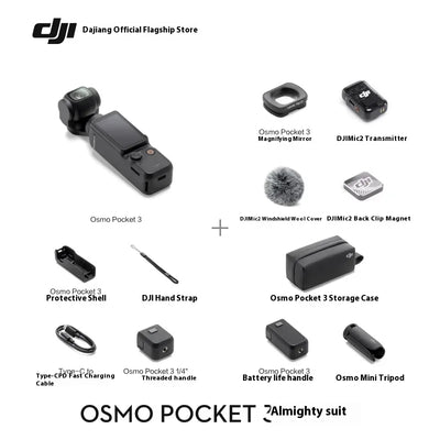 DJI Osmo Pocket 3 Handheld PTZ Smart Travel with An Inch Pocket PTZ Camera Handheld Vlog Camera Outdoorl Gifts