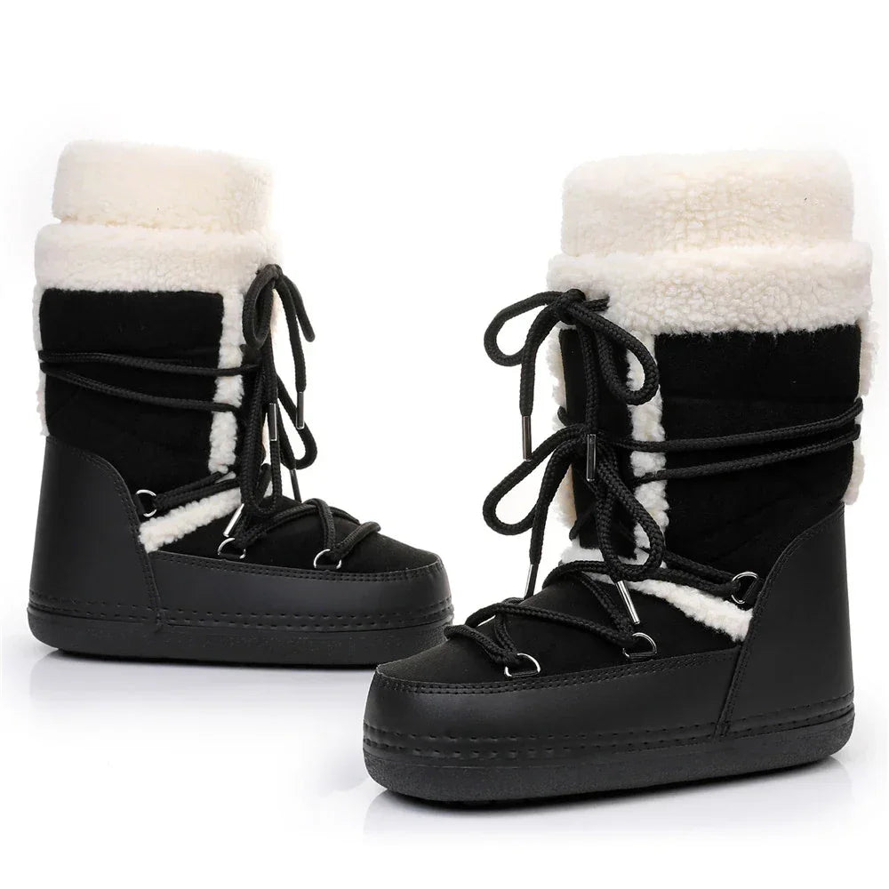 Snow Boots for Women Hairy Fuzzy Fluffy Furry Fur Boots 2025 Winter Boots for Women Waterprrof Pink Black White Fur Snow Boots