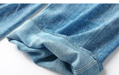 Women Pants 100% Mulberry Silk 16 momme Blue Jeans Printed Pocket Wide Leg Long Trousers Elastic Waist Office Lady M L XL MM858