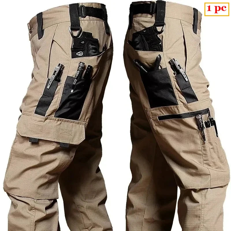 Men's Outdoor Work Pants 2-Pcs Tactical Cargo Trousers New Multi-pocket Wear-Resistant Workwear Outdoor Waterproof Hiking Pants
